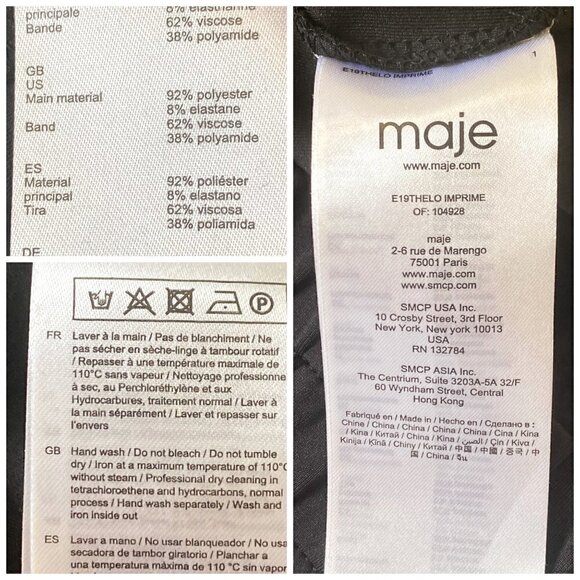 Maje Thelo Color-Blocked Neoprene Zip Track Jacket size 2/M, black, white, cream - Picture 13 of 15